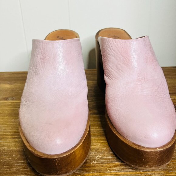 Free People Blush Leather Mules with Wooden Platform - Picture 4 of 7